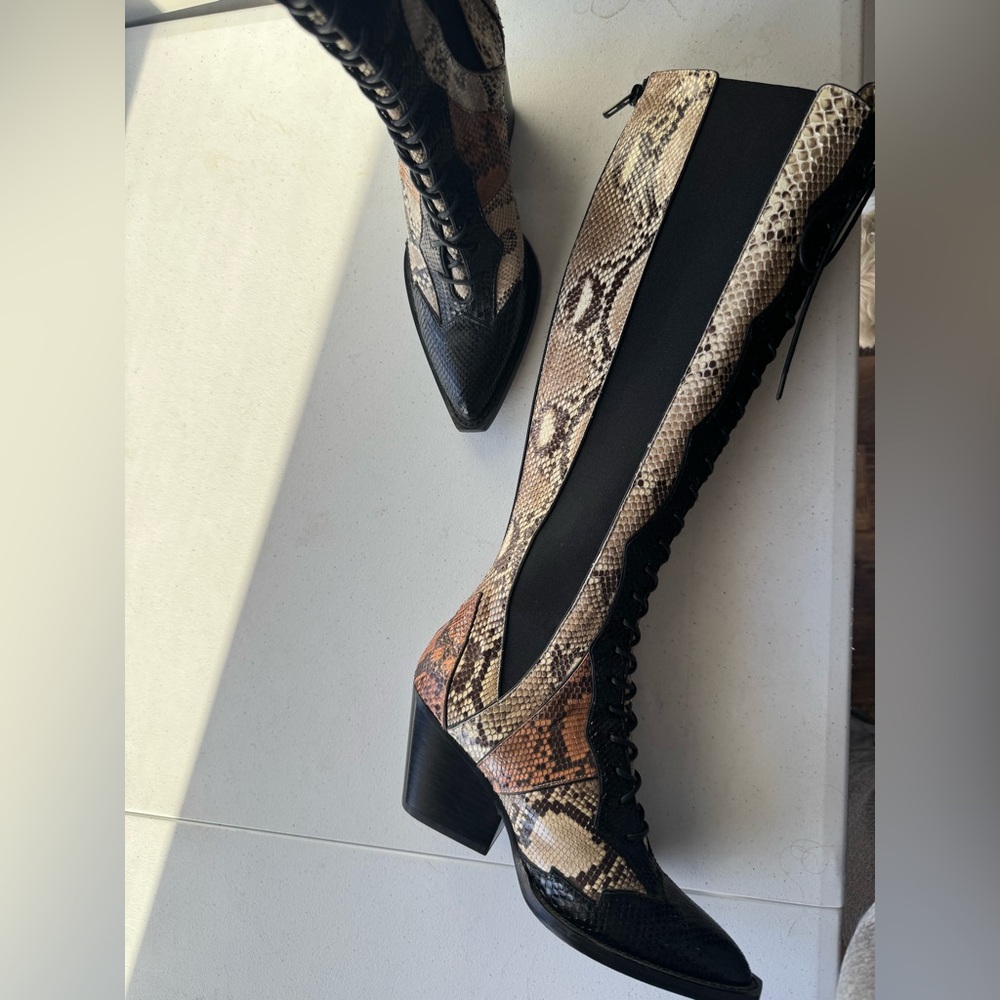 Coach Lace Up Boots with Patchwork Snakeskin Size… - image 6